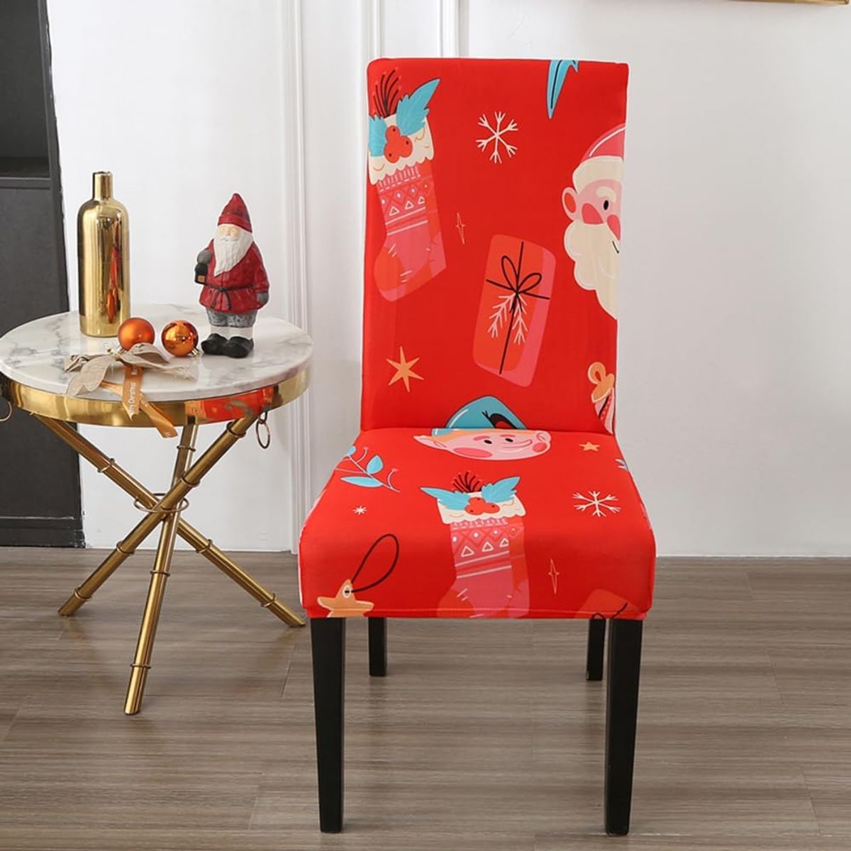 GENERICO - SET DE 6 FUNDAS SILLAS NAVIDEÑAS CON DISEÑO ROJO SANTA TF