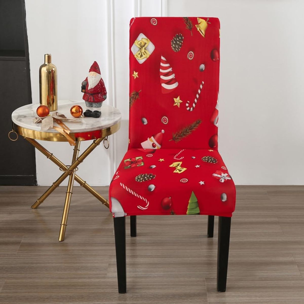 GENERICO - SET DE 6 FUNDAS SILLAS NAVIDEÑAS CON DISEÑO ROJO NAVIDAD TF