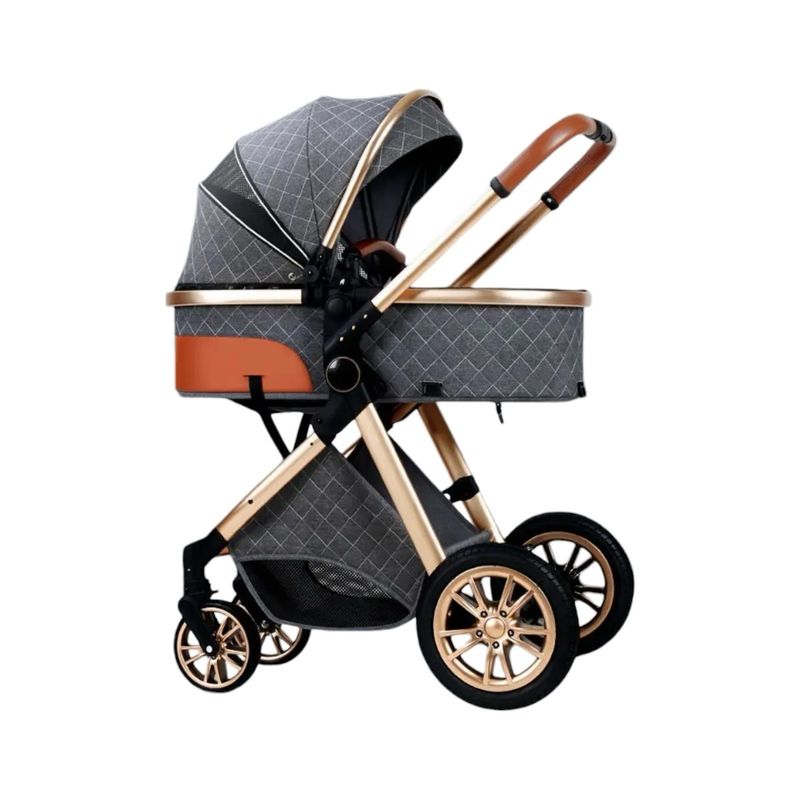 LUBABYCAS - Coche Cuna Con Cubre Pies Apego Panorámico LuBabycas Gris