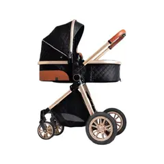 LUBABYCAS - Coche Cuna Con Cubre Pies Apego Panorámico Negro