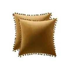 ANGELES DEL HOGAR - Funda Terciopelo Para Cojin Con Pompon café