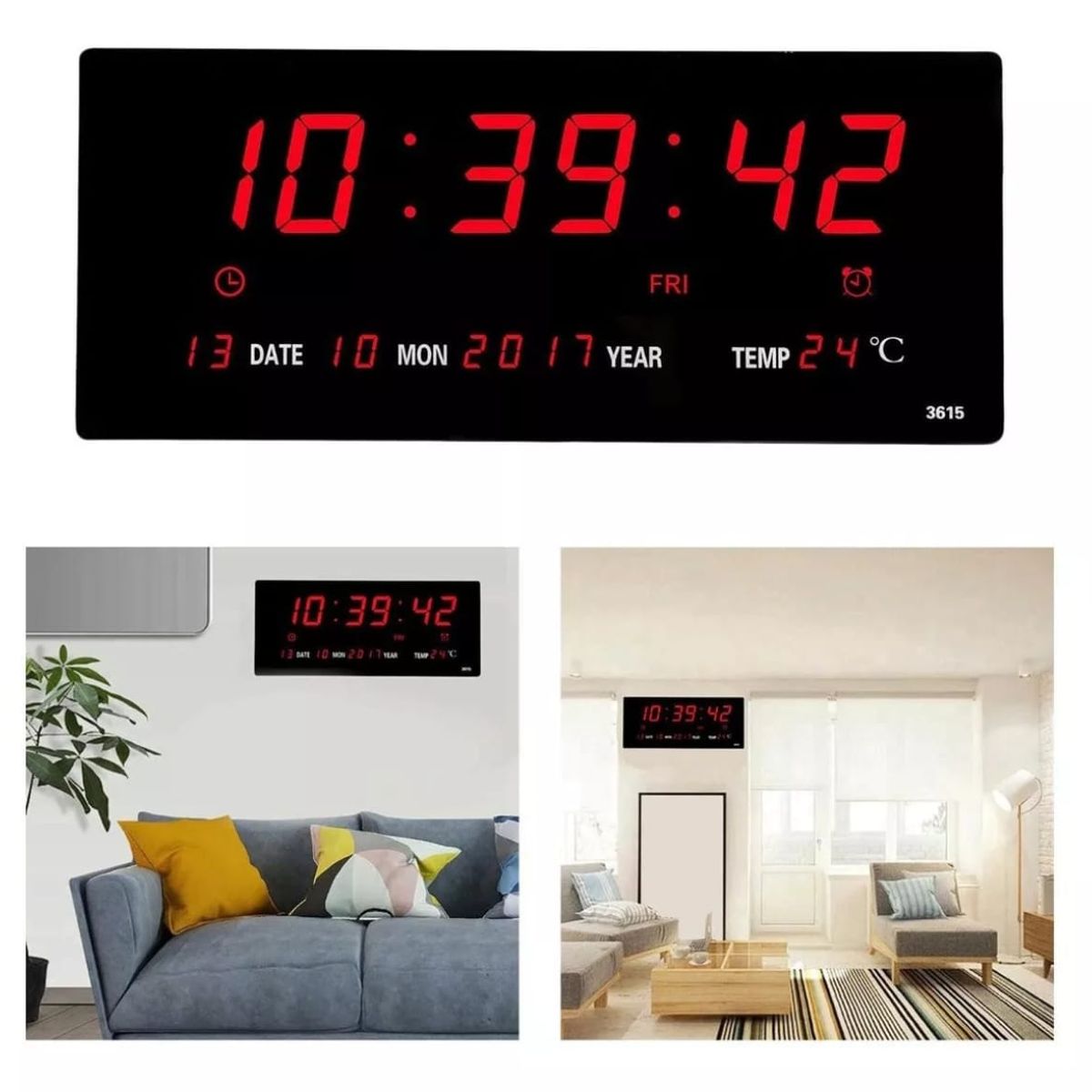 GENERICO - Reloj Led Digital De Pared Temperatura Fecha Y Alarma