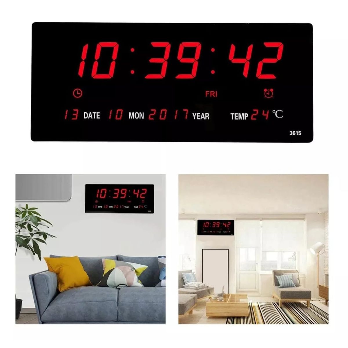 GENERICO - Reloj Led Digital De Pared Temperatura Fecha Y Alarma