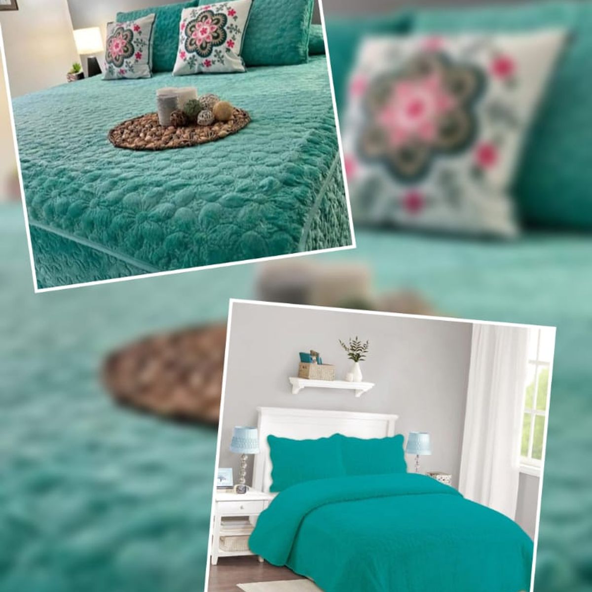 ANGELES DEL HOGAR - Cobertor de Verano con Polar Microplus King Turquesa