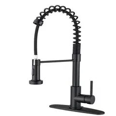 PAGANOOM - Negro Acero inoxidable Grifo de cocina 360° Giro Palanca
