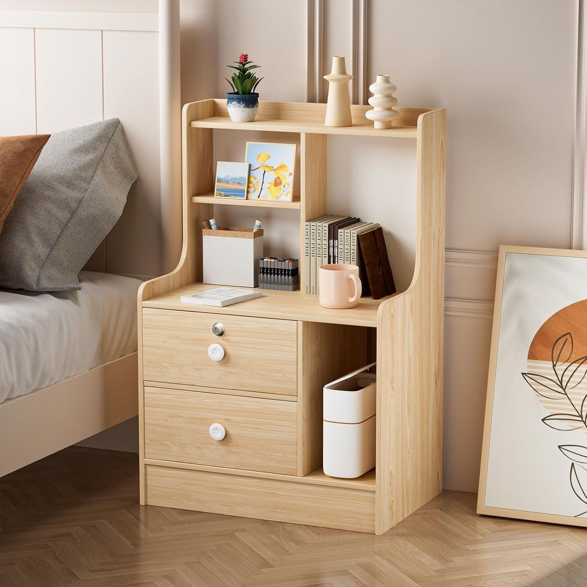 YOMYM - Velador Multicajones Cajones Bicolor 47x30x70cm