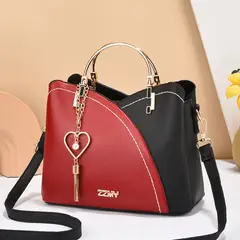 DANWEILE - Bolso de hombro capacidad en piel sintética para mujer - negro rojo