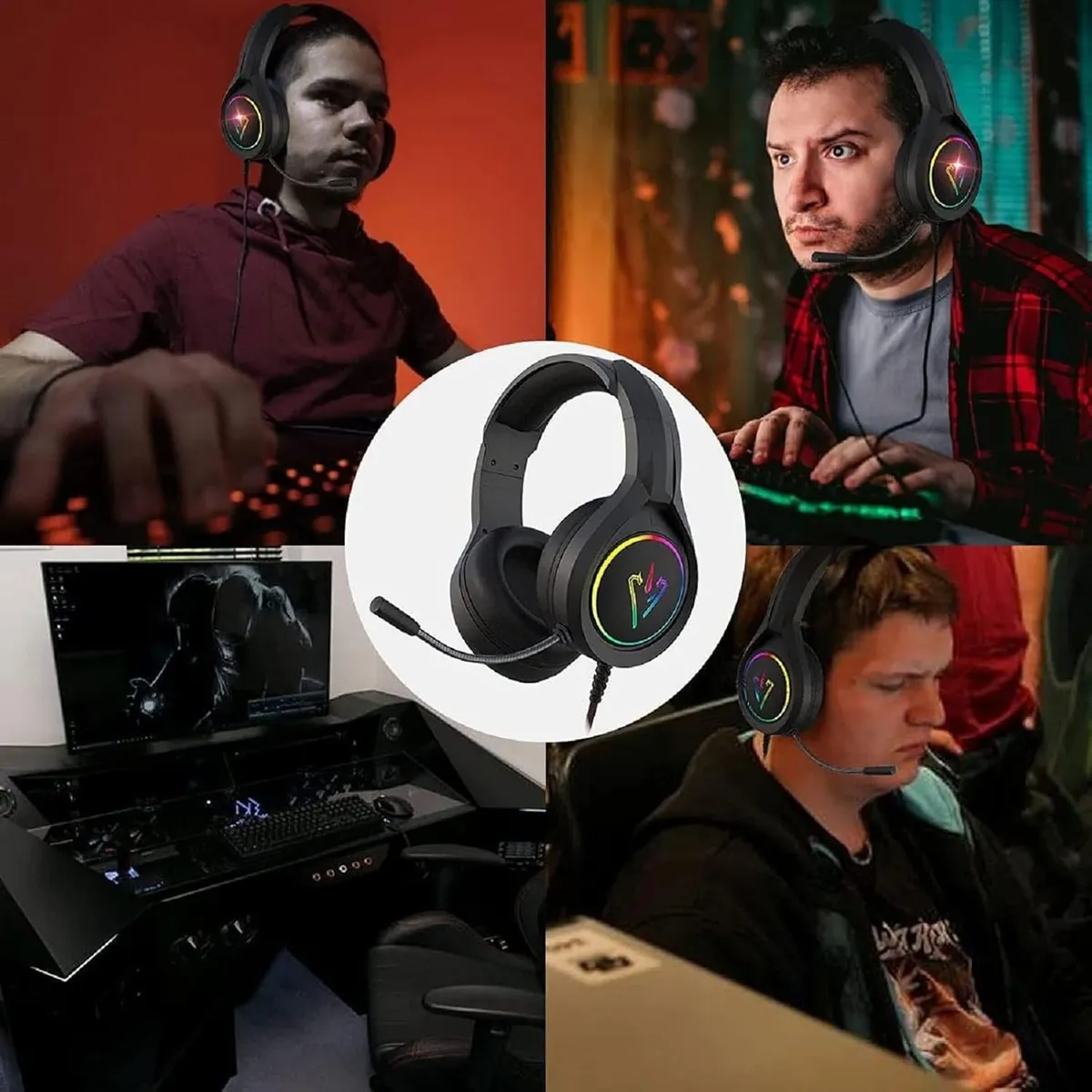 BLUEDREAMER - Audifonos Gamer Cybeat Bison Pc Ps4 Ps5 Xbox Luz Rgb - Negro