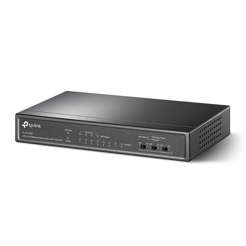 TP LINK - Switch 8 Puertos 4 Puertos PoE+ 10/100Mbps TL-SF1008P