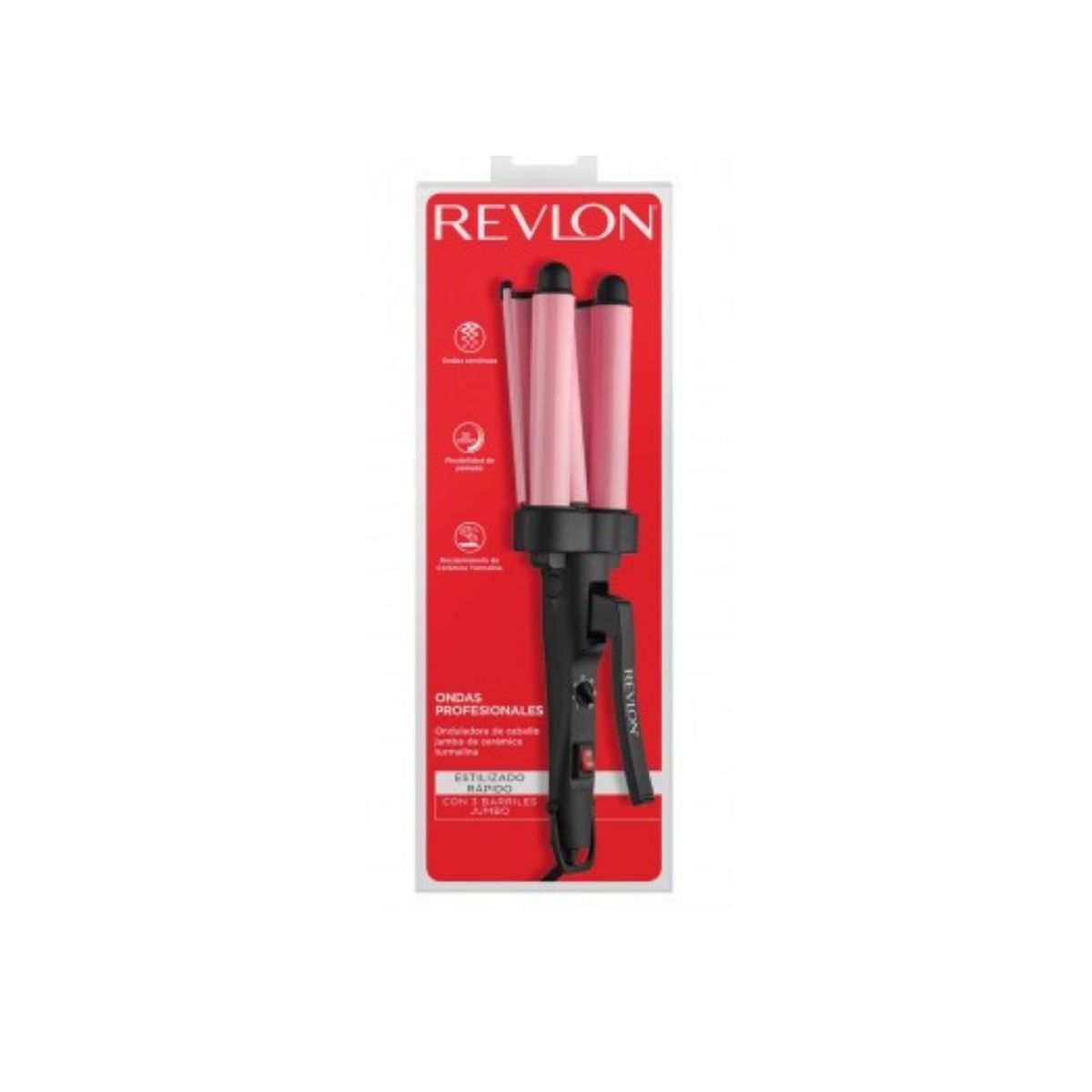 REVLON - Rizador Ondulador de Pelo Triple Onda REVLON Jumbo Profesional Rosa