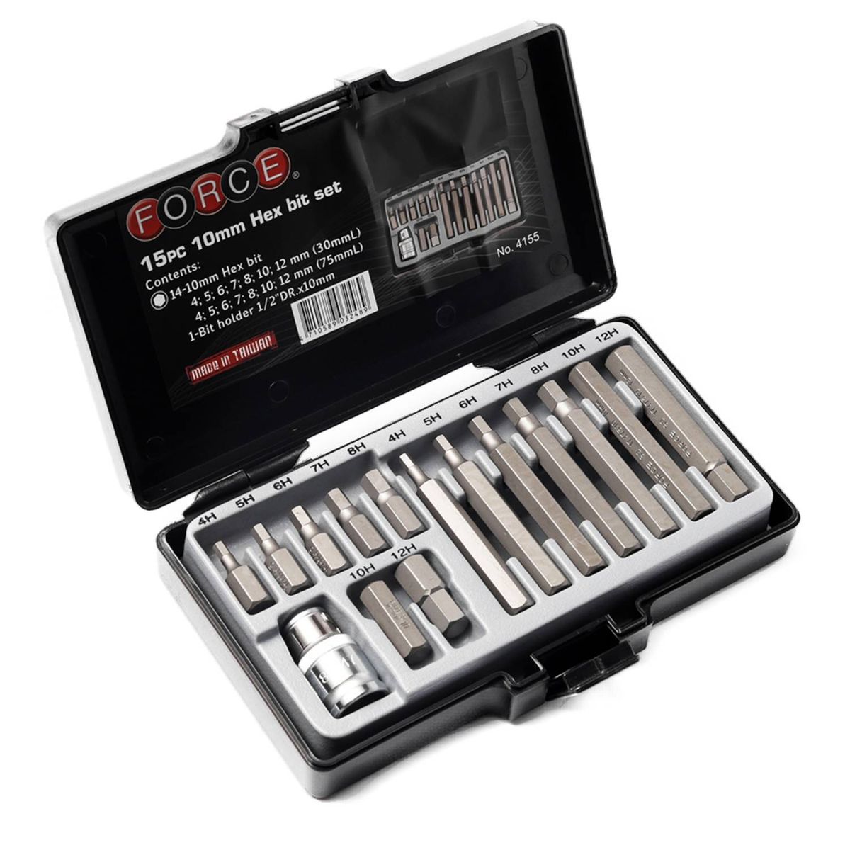 FORCE - Juego Puntas Allen con Dado 1/2" 15pz 4155 Force