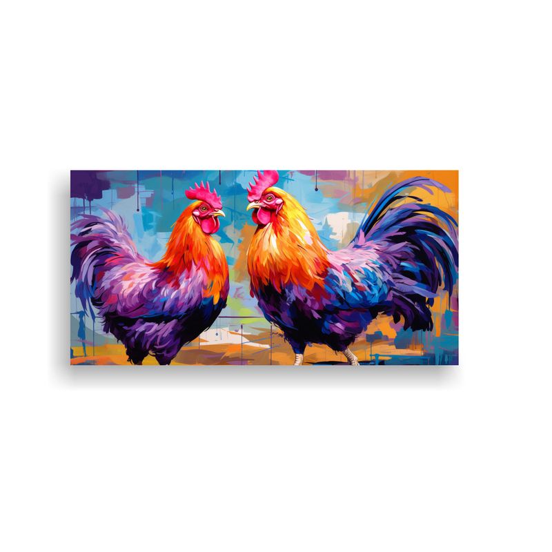 GENERICO - Pinturas Decorativas De Gallinas Y Gallos En Tonos 160x80cm