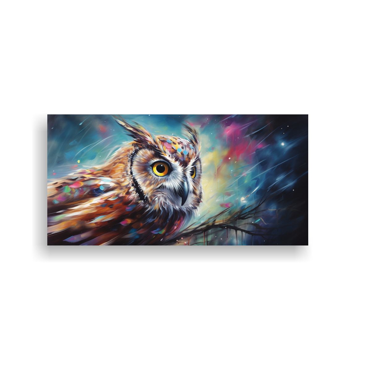 GENERICO - Pintura Al Estilo óleo De Búho Colorido En Estil 160x80cm