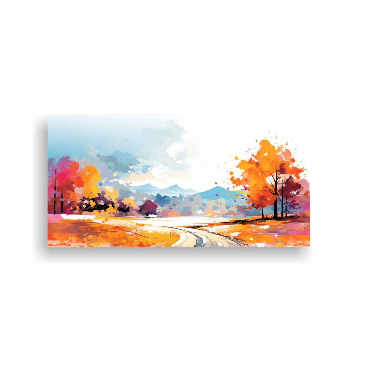 GENERICO - Cuadro Decorativo Paisaje Otoñal Vibrante Estilo  160x80cm