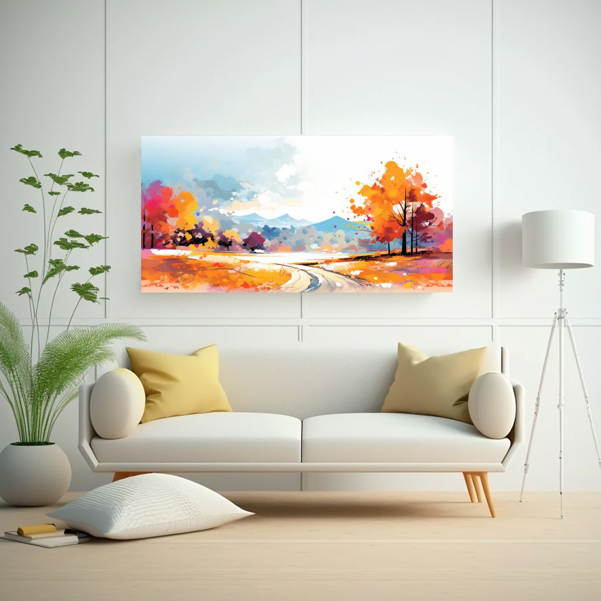 GENERICO - Cuadro Decorativo Paisaje Otoñal Vibrante Estilo  160x80cm