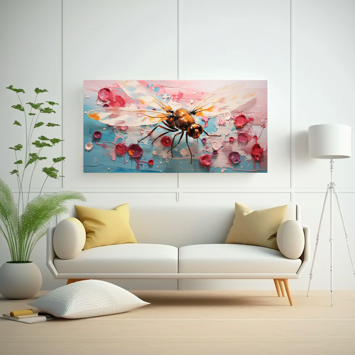 GENERICO - Cuadro Acuarela Temática Fly En Alabastro Y Cerez 160x80cm