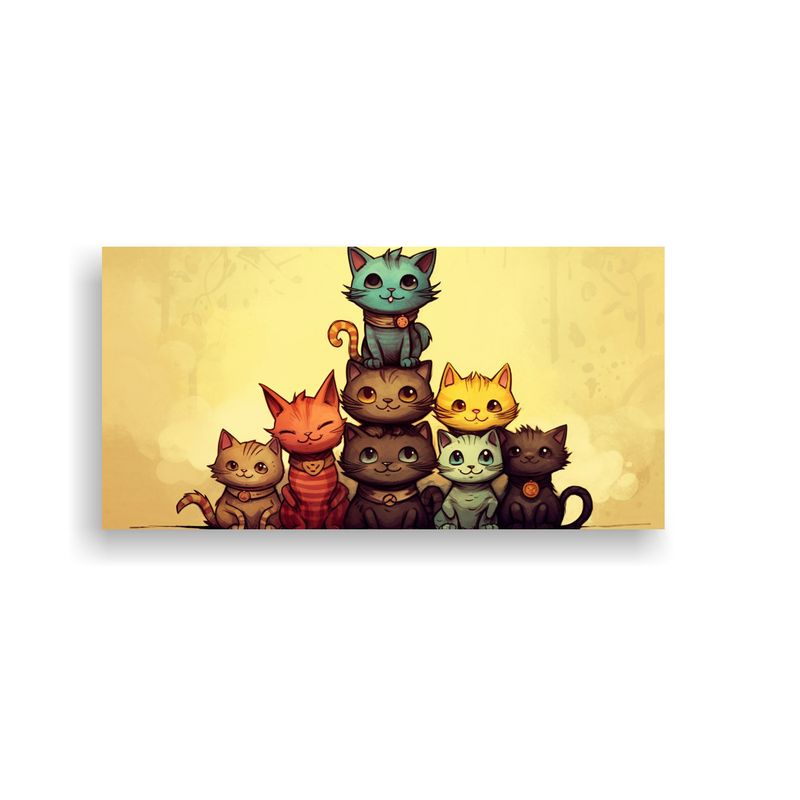 GENERICO - Cuadro Cuadro Gatos De Muchos Colores En Pila Mira 160x80cm