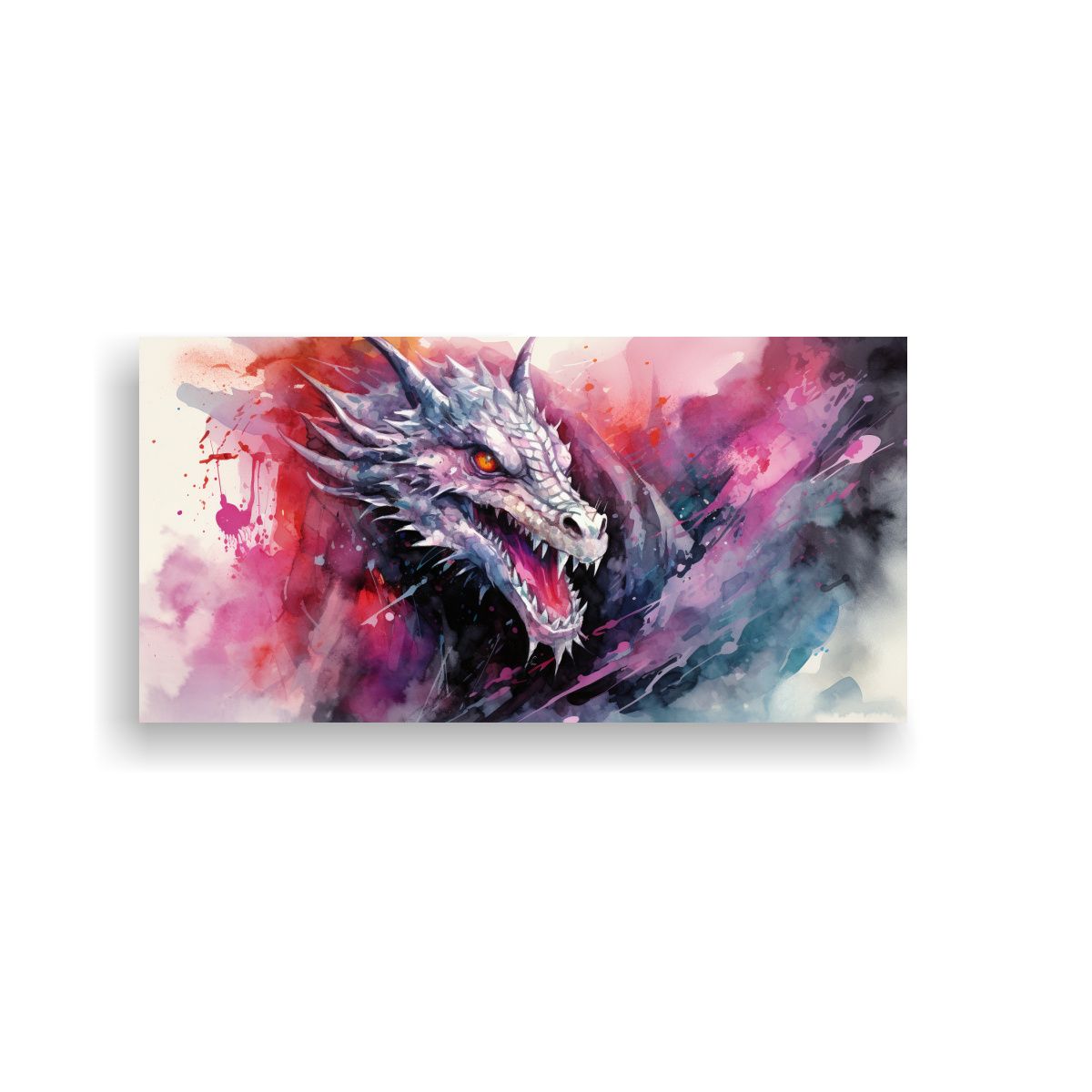 GENERICO - Cuadro Dragon Acuarela Temática Neonoir En Bastid 160x80cm.