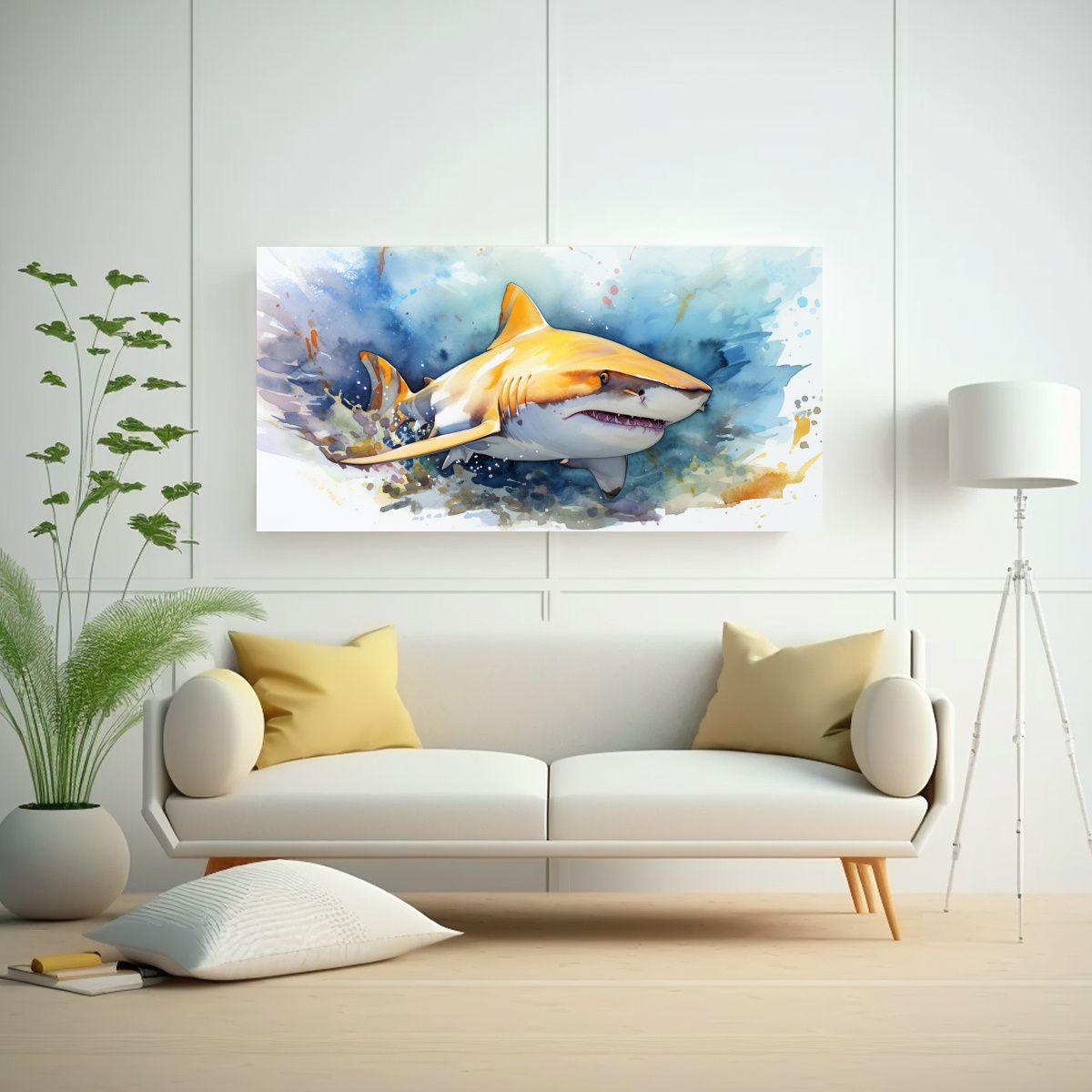 GENERICO - Cuadro De Vanguardia Para Cuarto Lemon Shark En A 160x80cm