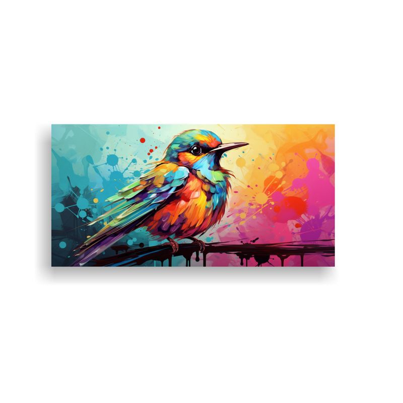 GENERICO - Cuadro Armonía Pájaro Arcoíris Colores Pastel P 160x80cm