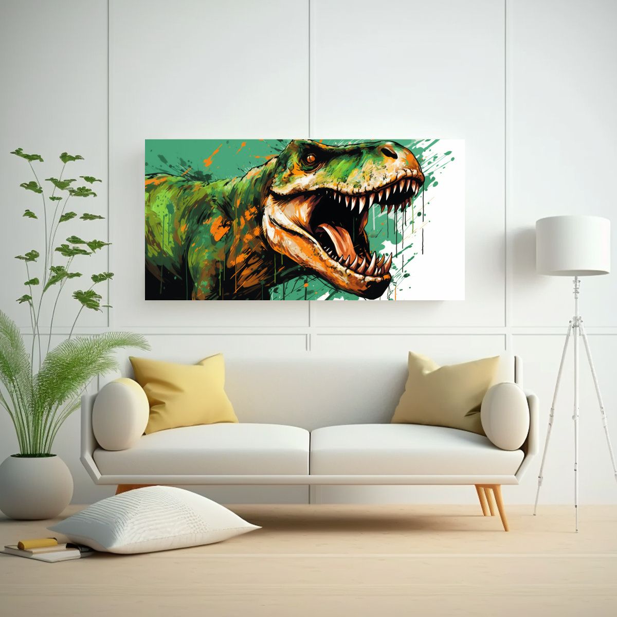 GENERICO - Cuadro Poderoso De Tyrannosaurus Rex En Colores Es 160x80cm