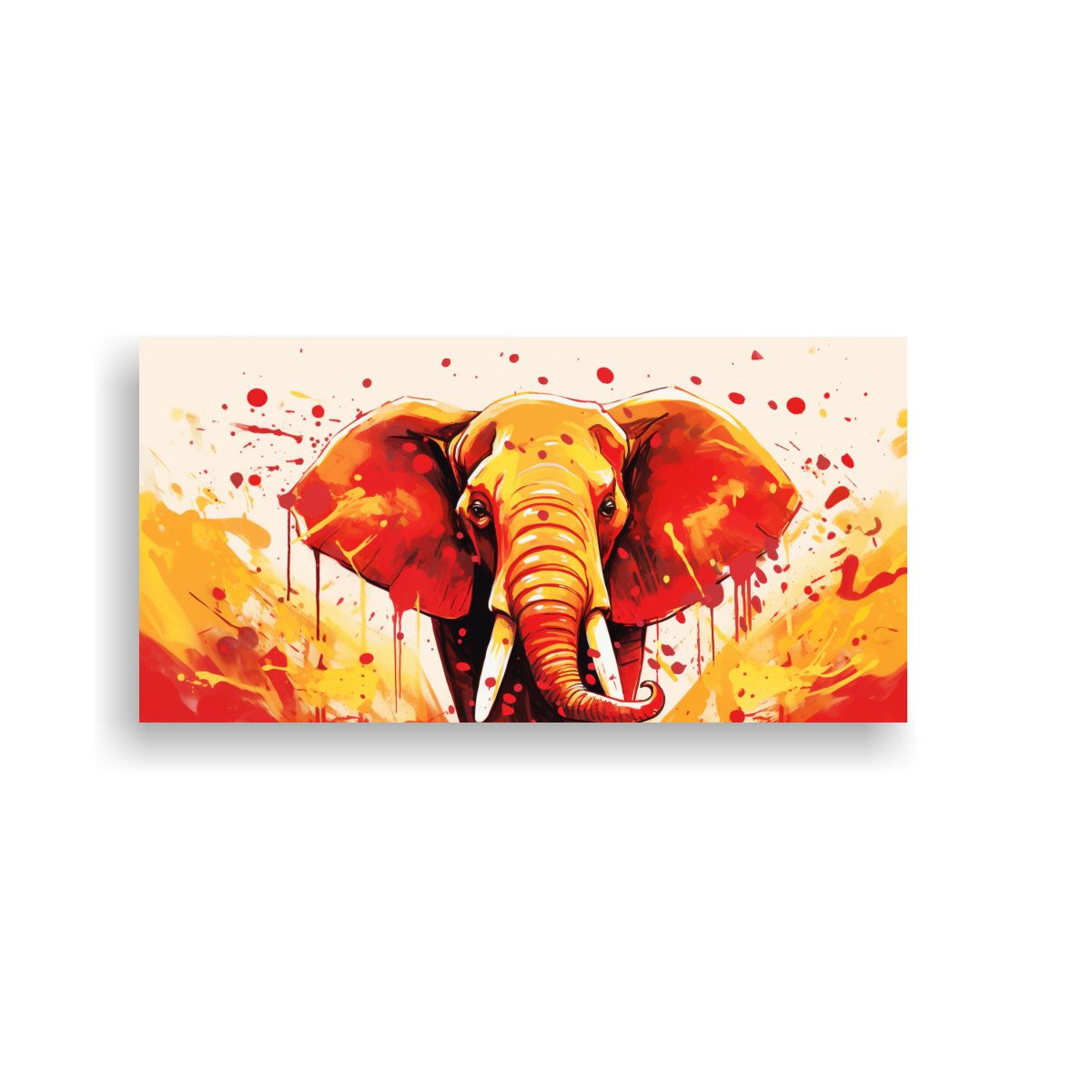 GENERICO - Cuadro Abstracto Elefante En Rojo Y Oro Estilo Neo 160x80cm