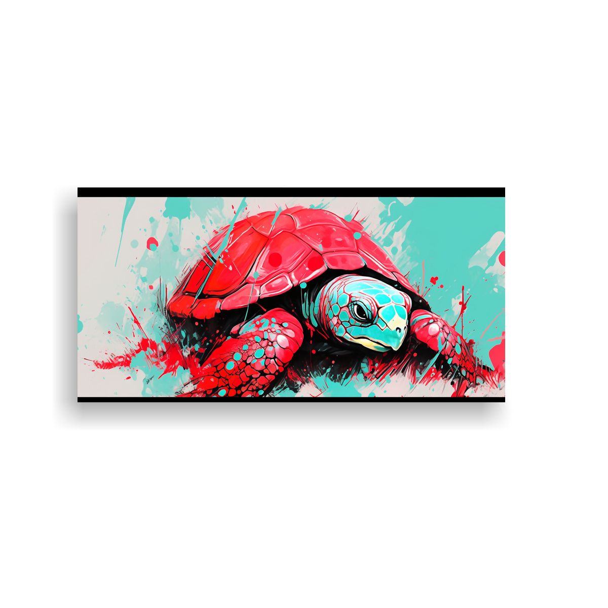 GENERICO - Cuadro Tela Composición Contraste Tortuga En Rojo 160x80cm