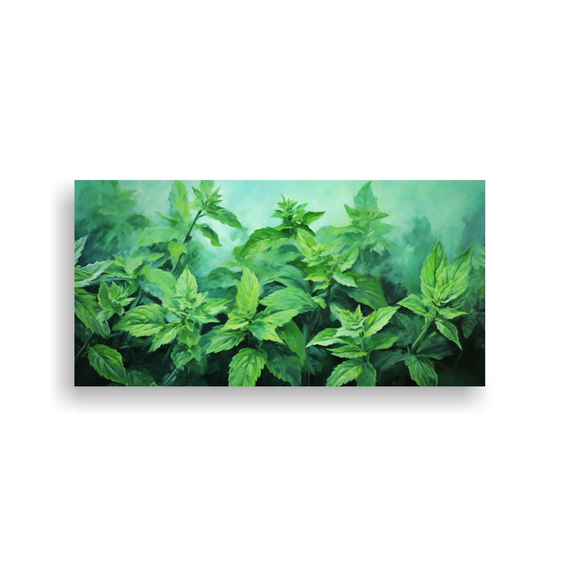 GENERICO - Pintura Abstracta De Hierbas Menta En Estilo Estil 160x80cm