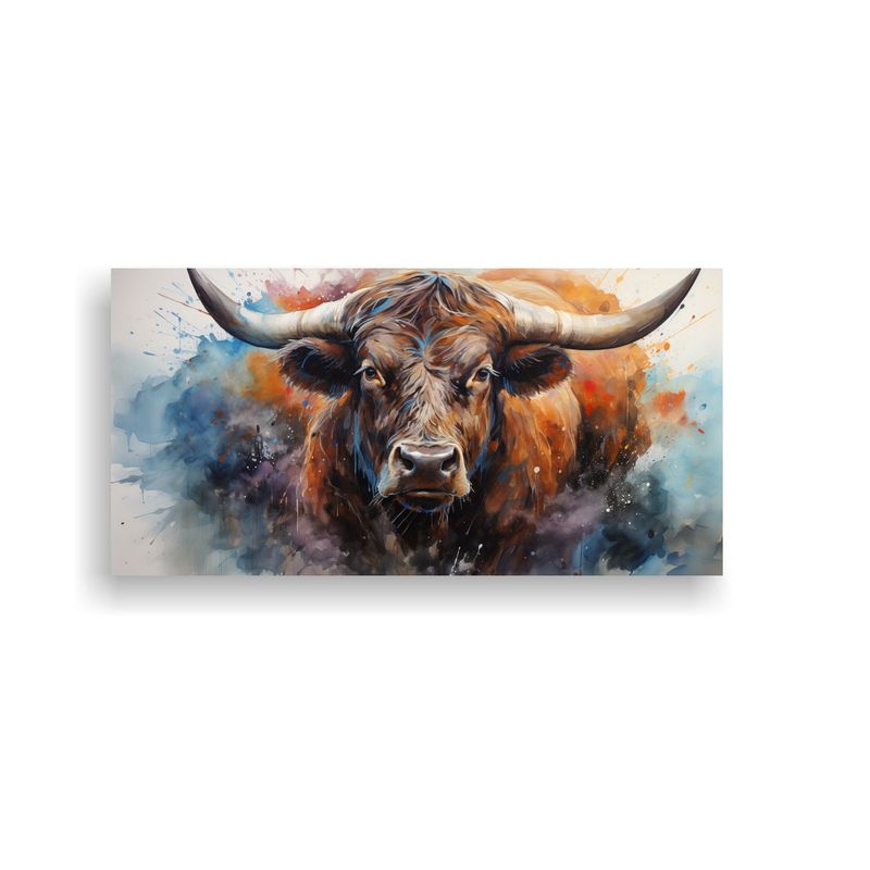 GENERICO - Lienzo Estilo Galería Toros En Acuarela Colorida 80x40cm