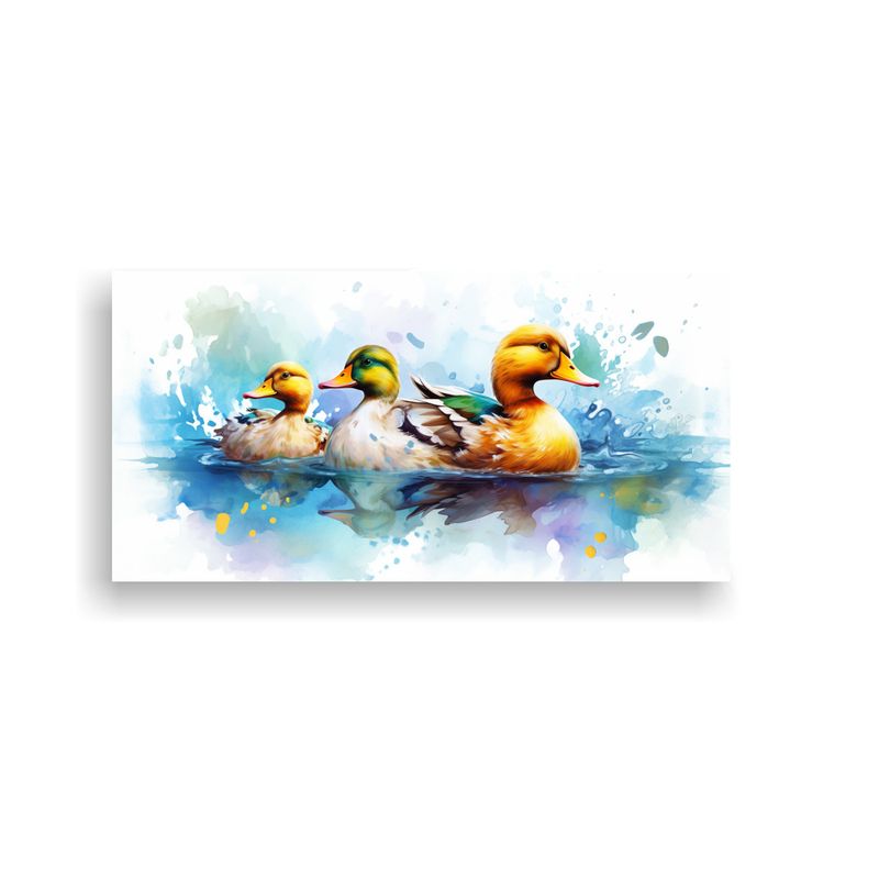 GENERICO - Lienzo De Tela Estilo Acuarelas De Patos Coloridos 160x80cm