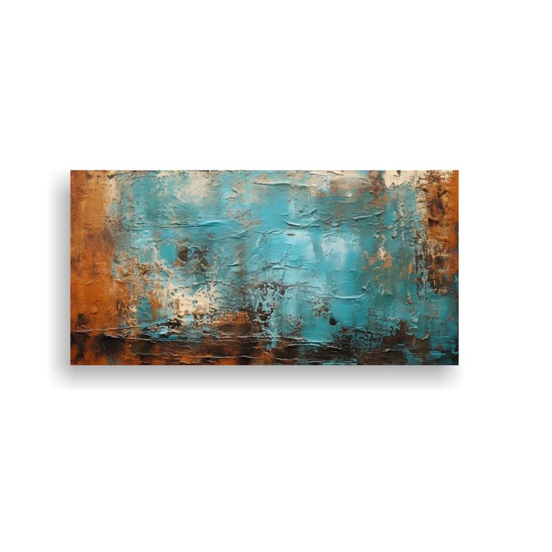 GENERICO - Cuadro Abstracto En Tonos Turquesa Y óxido Estil 80x40cm