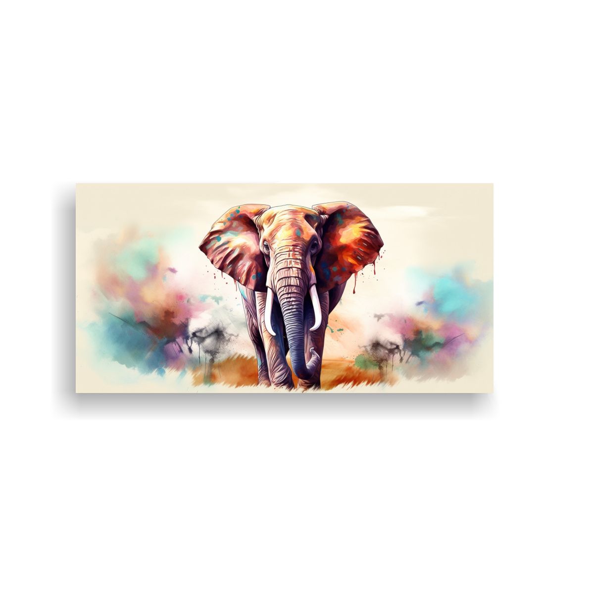 GENERICO - Pintura Inspiradora De Elefante Africano En Acuare 160x80cm