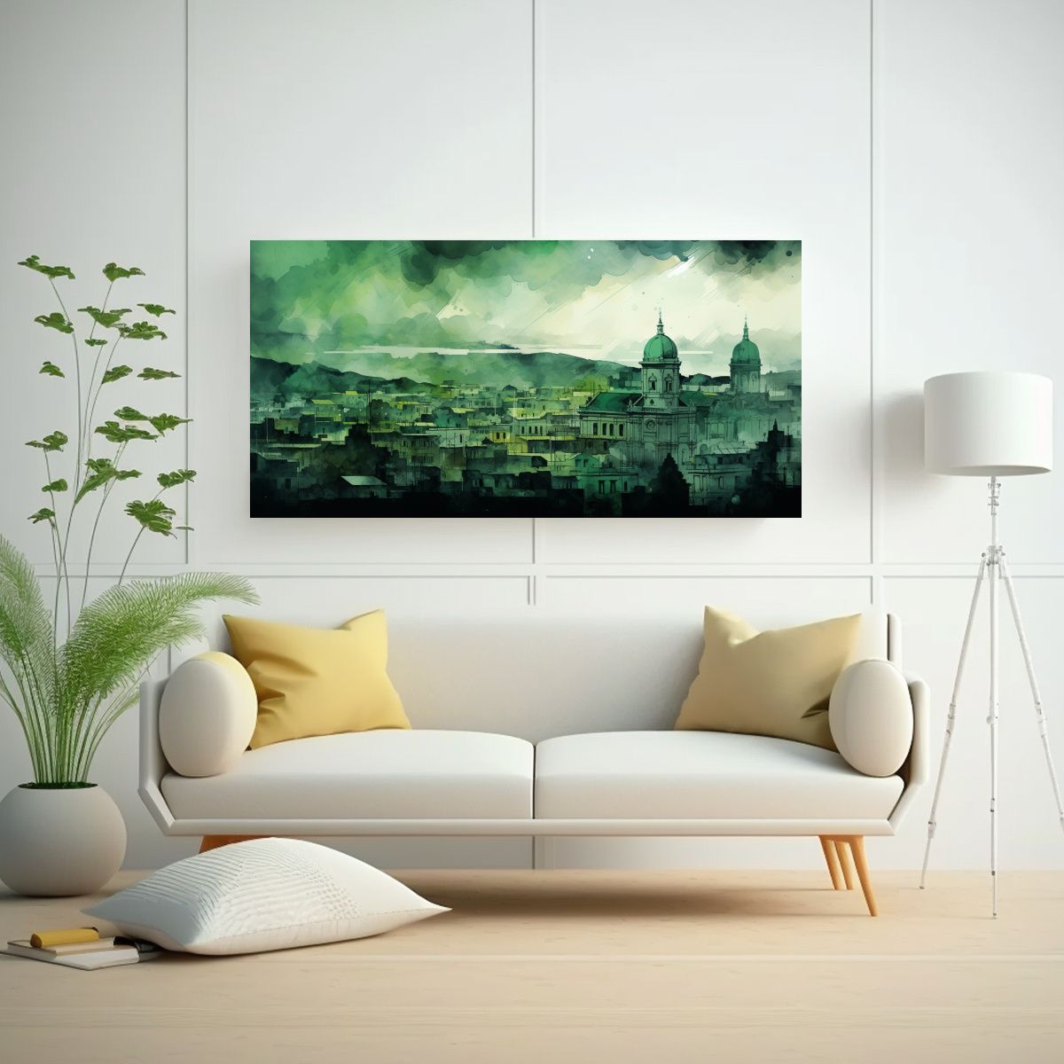 GENERICO - Cuadro En Relieve De Santiago En Acuarelas Y Color 160x80cm