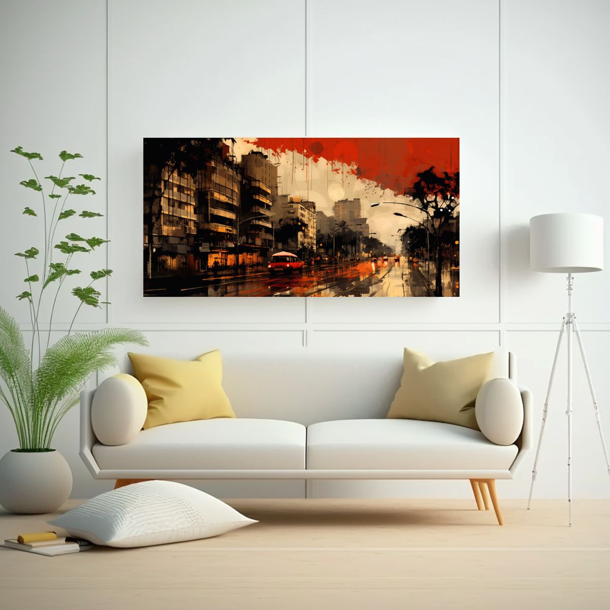 GENERICO - Cuadro De Tela Neono En Tonalidades Café Y Rojo E 160x80cm.