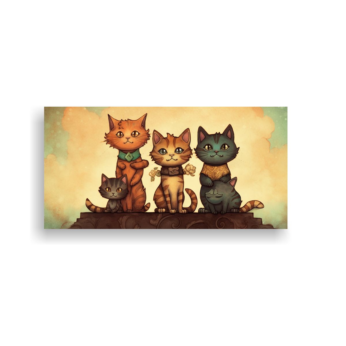 GENERICO - Cuadro De Gatos En Stack Mirando Hacia El Cielo In 160x80cm