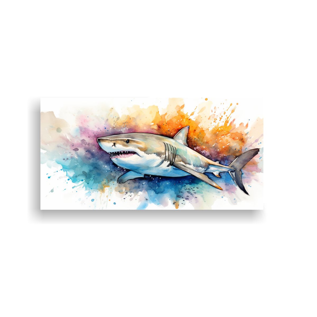 GENERICO - Pintura Acuarela Estilo Tiburón Tigre De Arena Co 160x80cm