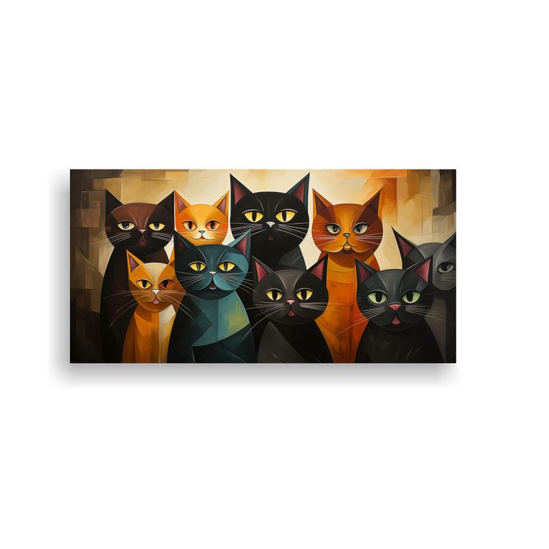 GENERICO - Cuadros Decorativos Gatos En Relieve Colores Apila 80x40cm