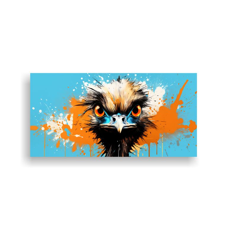 GENERICO - Cuadro Moderno De Ostrich En Colores Marrón Y Azu 160x80cm