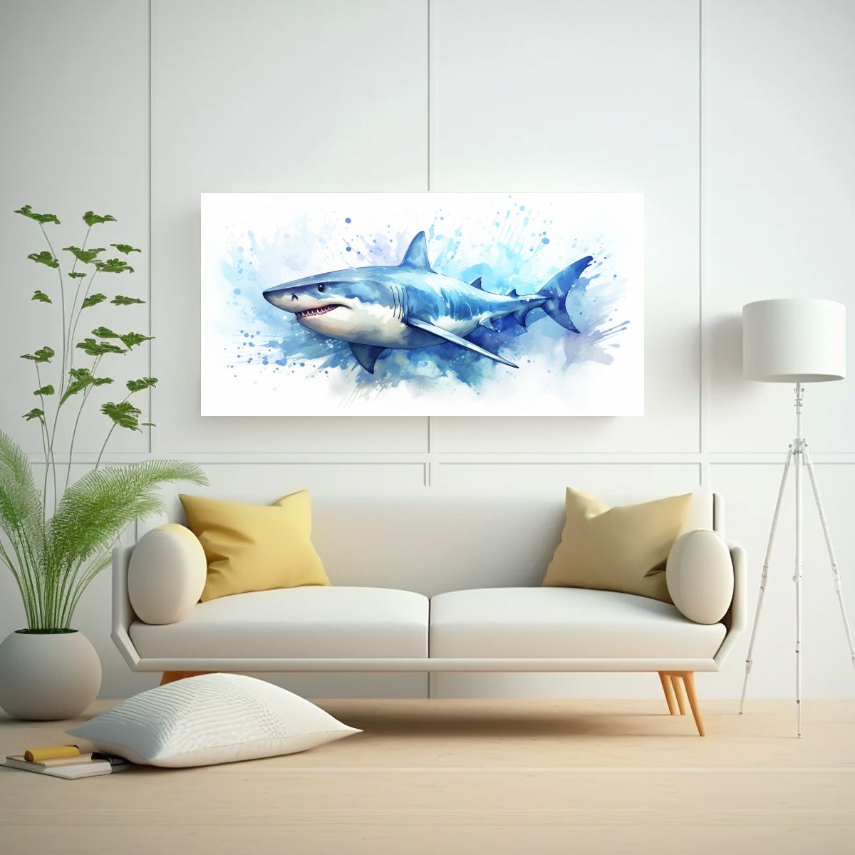 GENERICO - Pintura Juvenil Inspiradora De Tiburón Azul En Ac 160x80cm