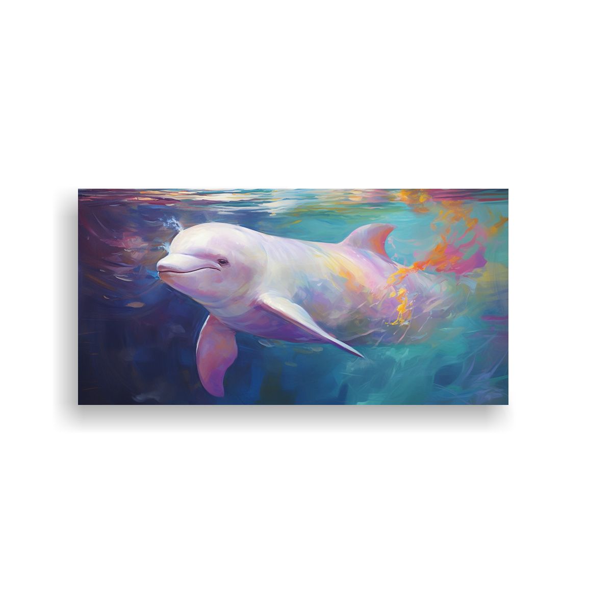 GENERICO - Pintura Minimalista Vintage De Ballena Beluga En E 160x80cm.