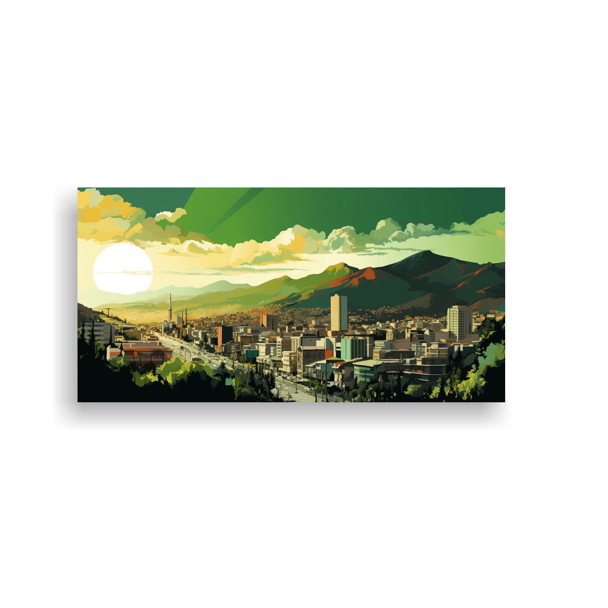 GENERICO - Cuadros Modernos En Tono Café Y Verde Neo En Sant 160x80cm.