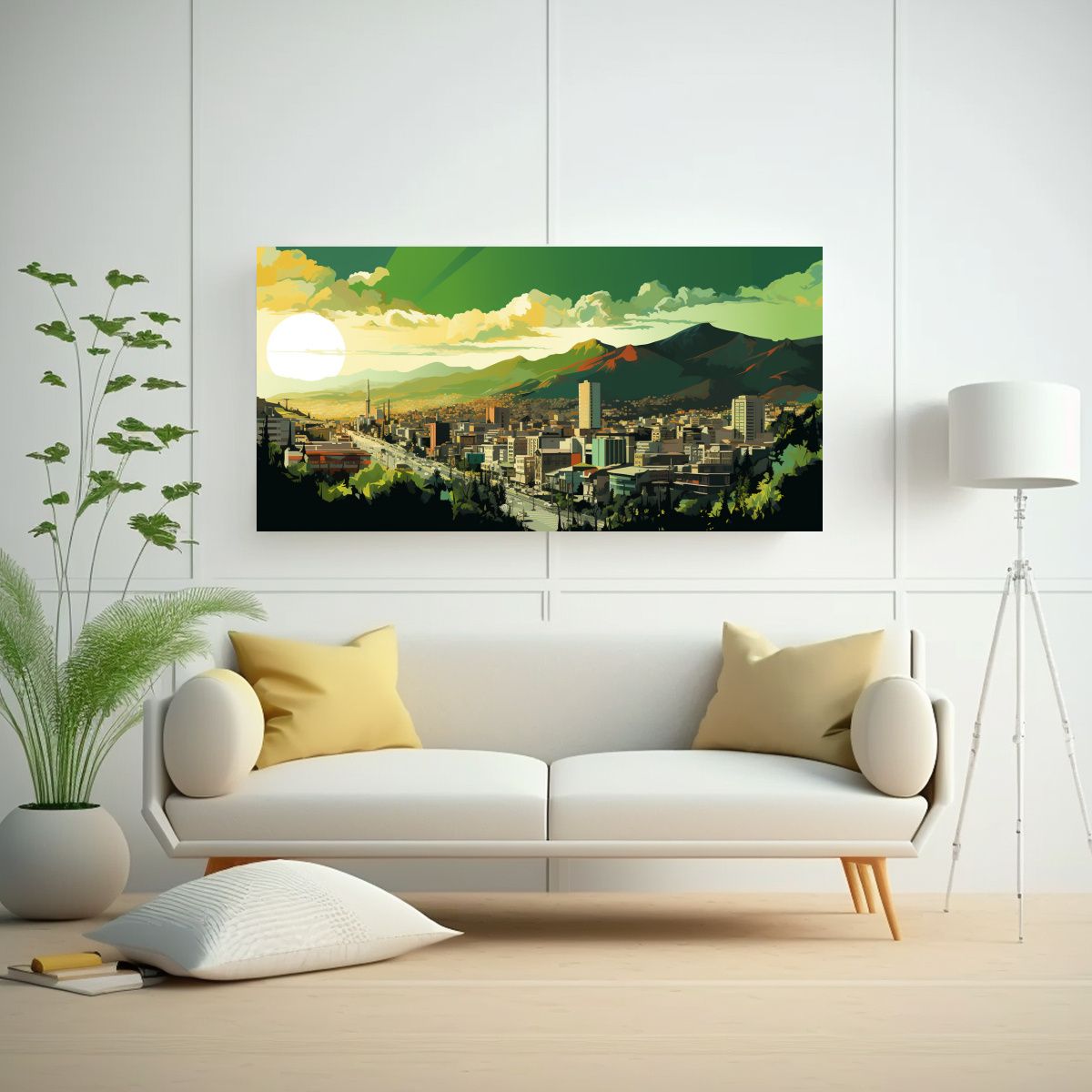 GENERICO - Cuadros Modernos En Tono Café Y Verde Neo En Sant 160x80cm.