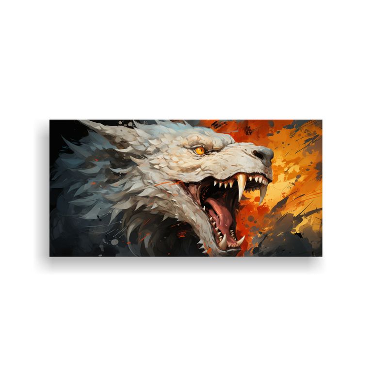 GENERICO - Pintura Decorativa Moderna De Dragón En Blanco Y  160x80cm