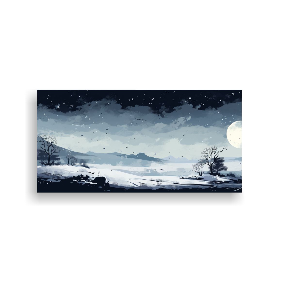 GENERICO - Paisaje Invernal Con Colores Negro Arte Pop Neo 160x80cm