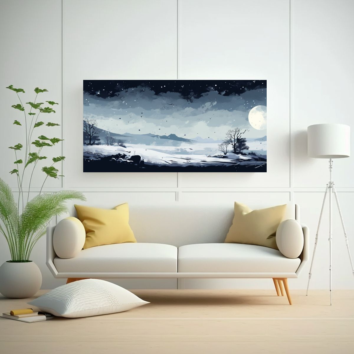 GENERICO - Paisaje Invernal Con Colores Negro Arte Pop Neo 160x80cm