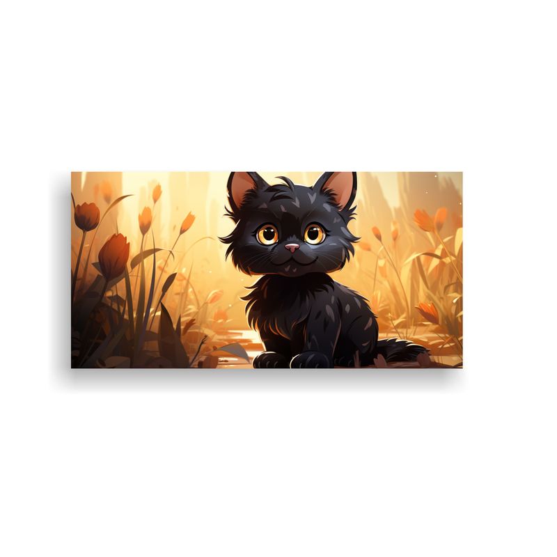 GENERICO - Cuadros Decorativos De Gatitos Negros Adorables En 160x80cm