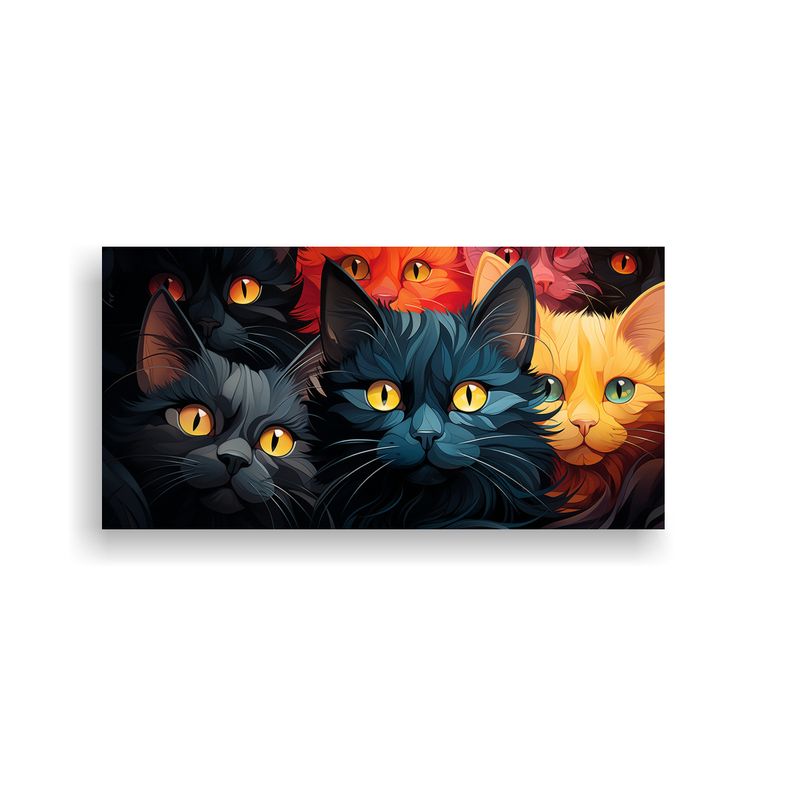 GENERICO - Cuadros De Gatos Negros Y Amarillos 160x80cm