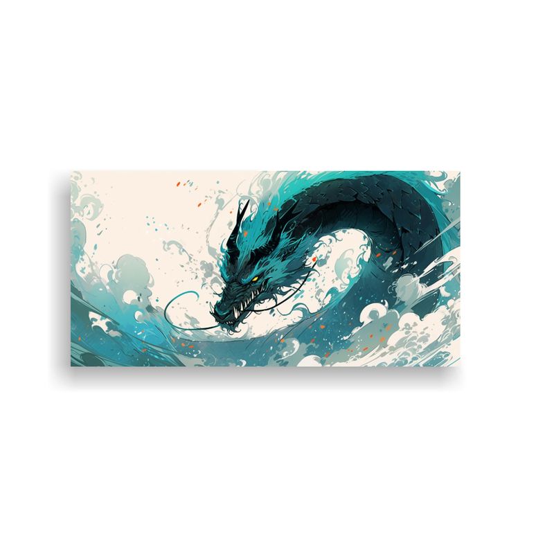 GENERICO - Lienzo Juvenil De Dragón En Tonos Turquesa Y Azul 160x80cm