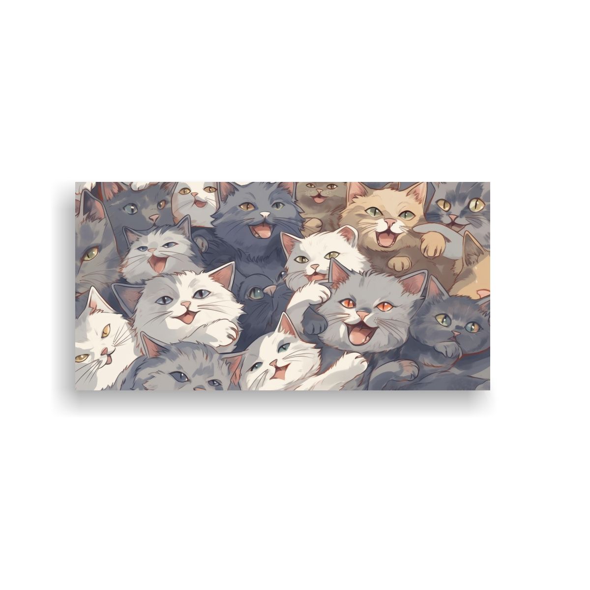 GENERICO - Pintura Decorativa De Gatos Sonrientes En Alta Cal 160x80cm