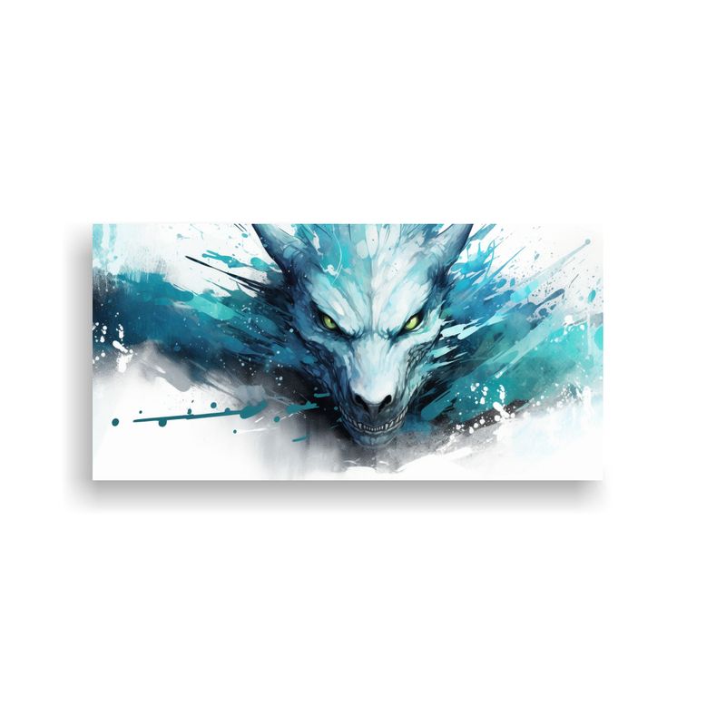 GENERICO - Cuadro Dragón Acuarelas Turquesa Expresividad Neo 160x80cm